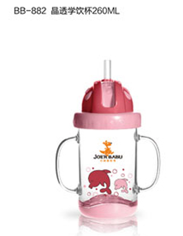 小袋鼠巴布晶透學飲杯260ml紅色