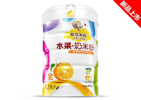 歐貝米拉水果奶米粉鐵聽-香橙鈣鐵鋅配方