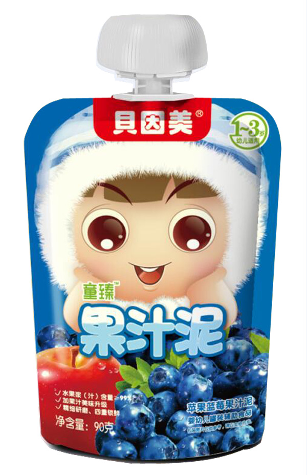 貝因美童臻蘋果藍莓果汁泥
