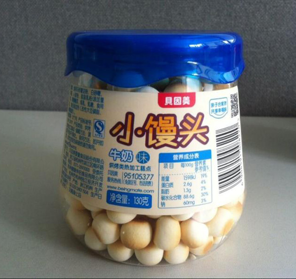 貝因美牛奶味小饅頭罐裝