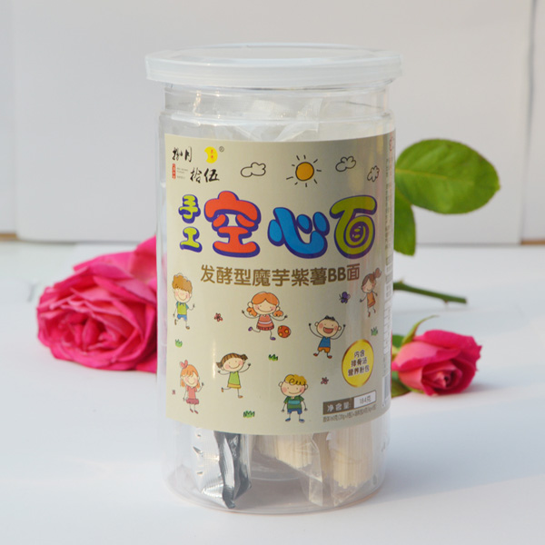 捌月拾伍魔芋紫薯空心面罐裝正面184g