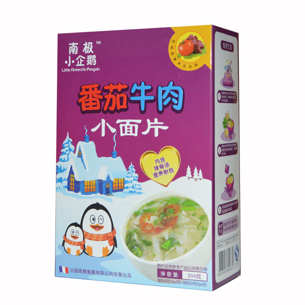南極小企鵝番茄牛肉小面片豎盒204g