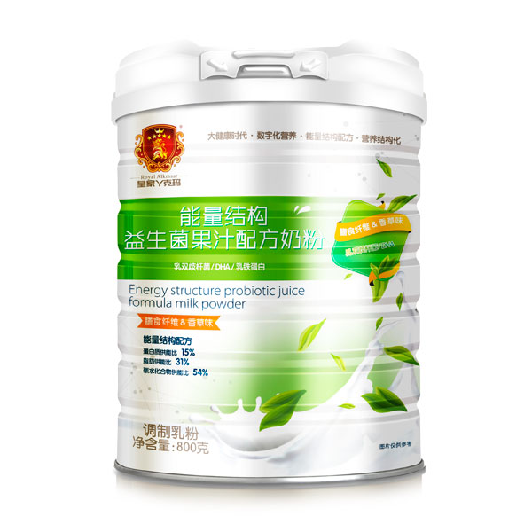 皇家丫克瑪能量結(jié)構(gòu)益生菌果汁配方奶粉鐵聽(tīng)800克(香草味)