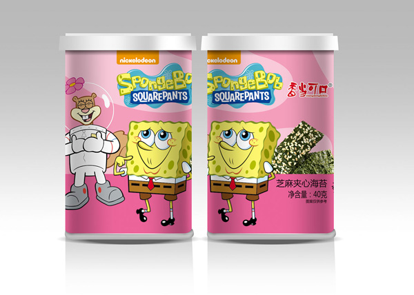 香當可口海綿寶寶系列-芝麻夾心海苔桶裝