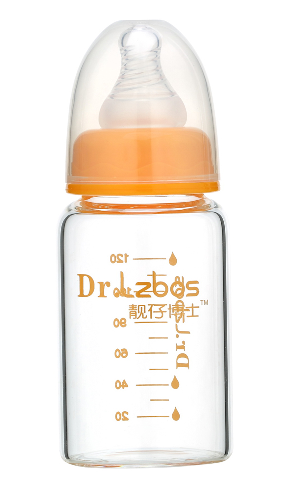 靚仔博士新生兒晶鉆玻璃奶瓶橙色