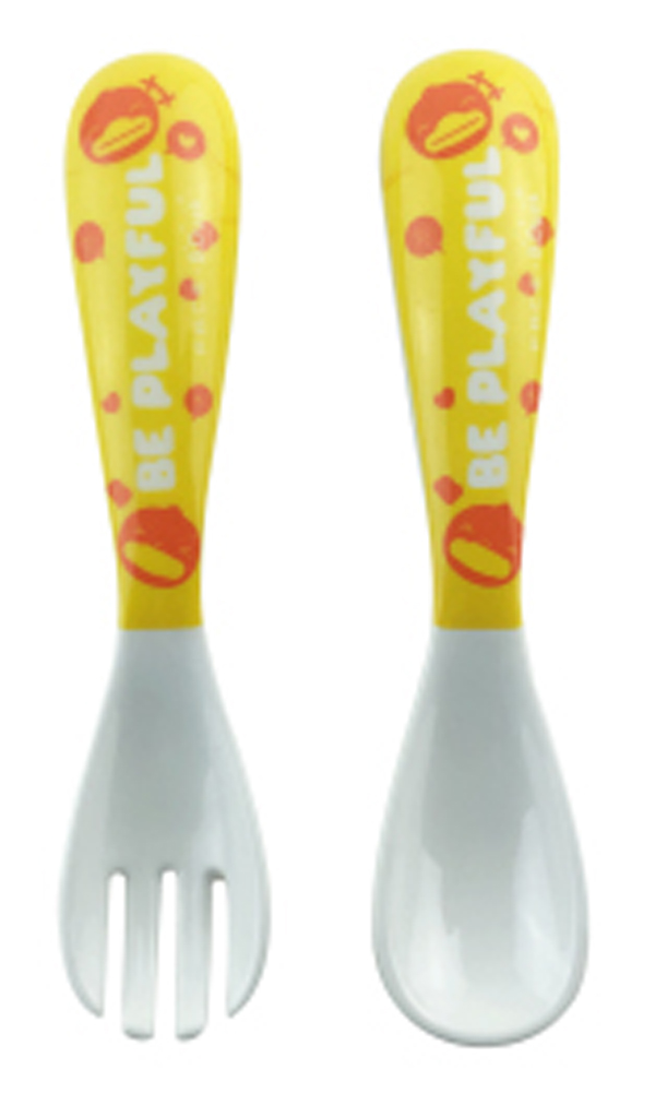 小黃鴨三格抗菌套裝黃色 叉勺