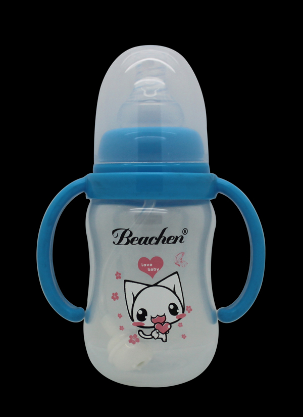 貝臣120ml 標(biāo)口PP帶手柄自動吸奶瓶