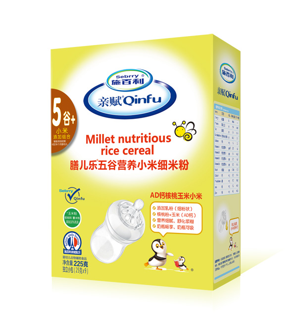 施百利親賦膳兒樂五谷營養(yǎng)小米細(xì)米粉-AD鈣核桃玉米小米盒裝