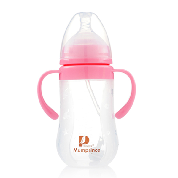 媽咪王子硅膠寬口自動吸240ml奶瓶 粉色