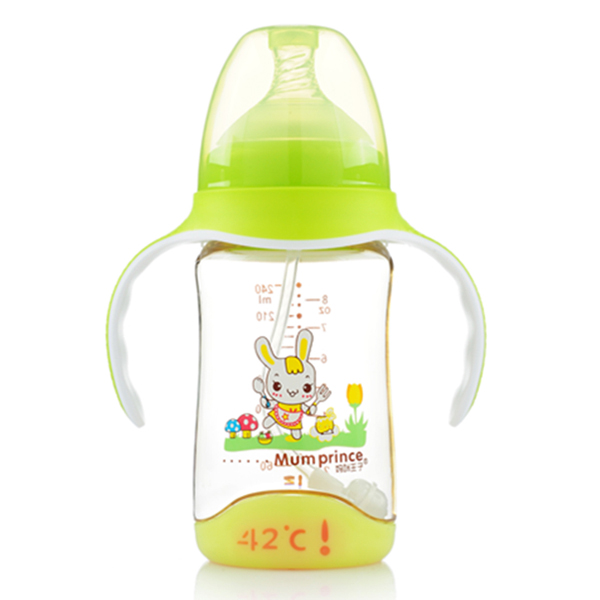 媽咪王子PPSU寬口自動(dòng)吸240ml感溫奶瓶 綠色