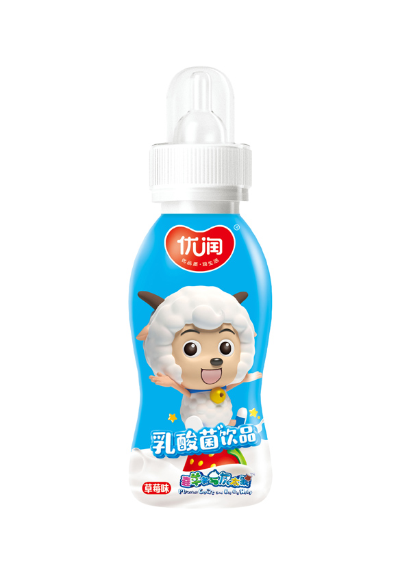 優(yōu)潤(rùn)草莓味乳酸菌飲品 瓶裝紅色