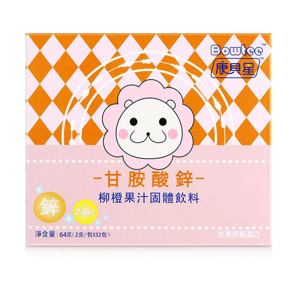 康貝星甘胺酸鋅柳橙果汁固體飲料64克