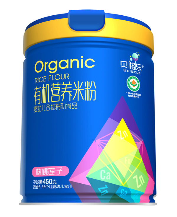 貝格樂有機營養(yǎng)米粉-核桃蓮子 聽裝