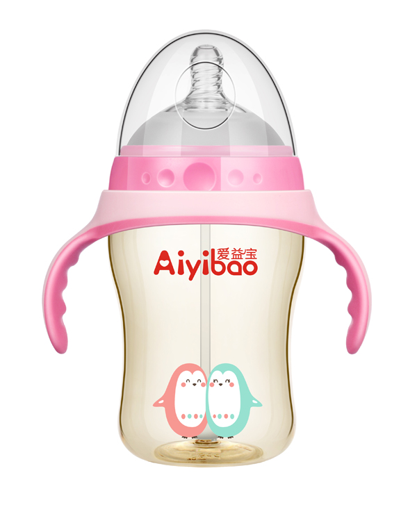 愛益寶廣口有柄自動PPSU奶瓶 粉色