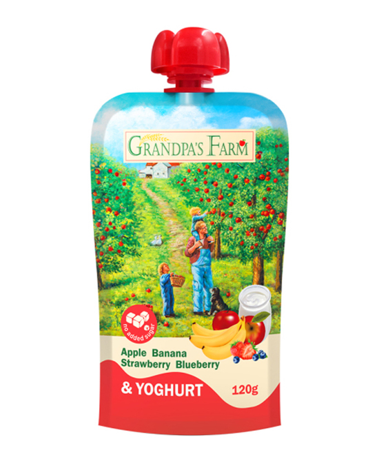 爺爺?shù)霓r(nóng)場風味發(fā)酵乳蘋果香蕉草莓藍莓泥