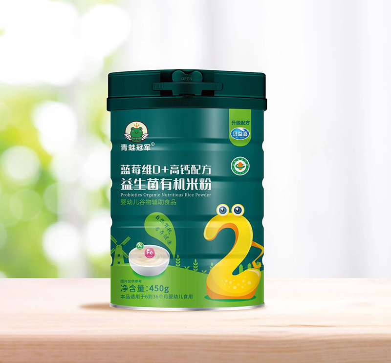 青蛙冠軍藍(lán)莓維D+高鈣配方益生菌有機(jī)米粉