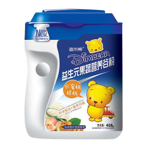 迪米熊益生元果蔬營養(yǎng)谷粉-水蜜桃核桃桶裝