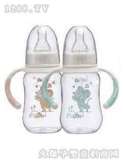 比親防滑把小圓弧奶瓶