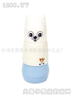 勤奮藍(lán)白色手提保溫奶瓶