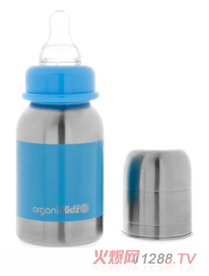 歐可滋不銹鋼標(biāo)口奶瓶藍4oz