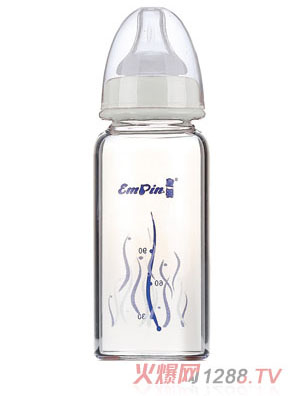 皇嬰標口晶鉆玻璃大奶瓶180ml白色