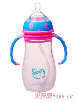 大耳朵全硅膠寬口奶瓶260ml