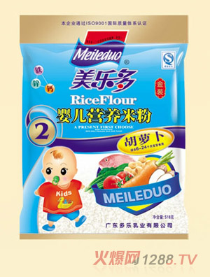 美多樂(lè)袋裝胡蘿卜嬰兒營(yíng)養(yǎng)米粉2段