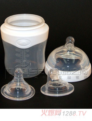 品尚大口徑弧形硅膠奶瓶150ML