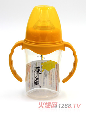 博士小帽PP有柄自然親子寬口奶瓶180ml深黃色