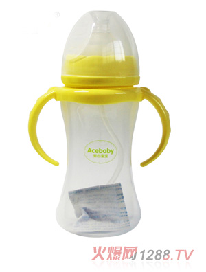 安心寶寶240ml小蠻腰PP奶瓶黃色