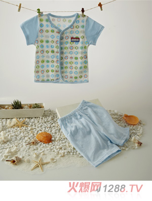 金色小魚純棉素色單面數字短袖桃開套