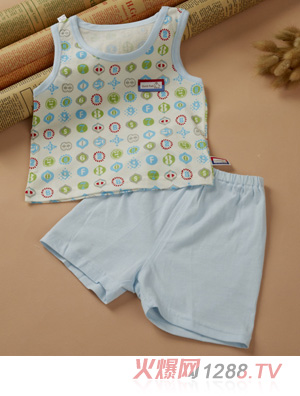 金色小魚純棉素色單面數字背心套