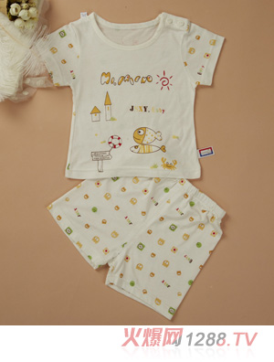 金色小魚(yú)麻塞爾纖維單面小魚(yú)短袖肩開(kāi)套