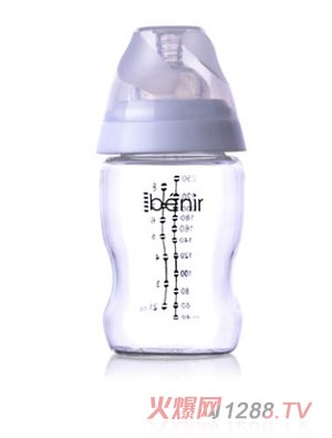 清素250ml寬口玻璃奶瓶配中流量奶嘴