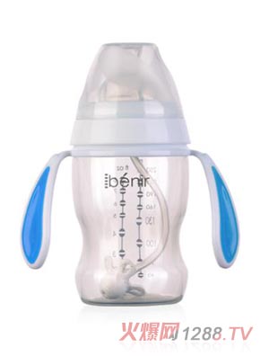 清素250ml寬口自動PP奶瓶配變流量奶嘴-藍色