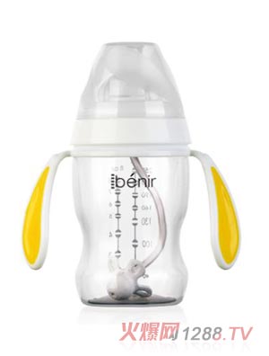 清素250ml寬口自動PP奶瓶配變流量奶嘴-黃色