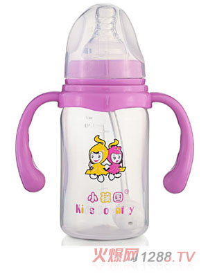 小孩國標(biāo)口奶瓶直身PP奶瓶120ML紫紅色