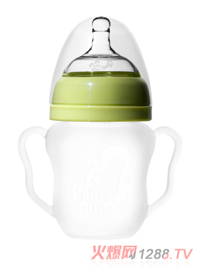 福帝愛迪帶奶蓋握把吸管奶瓶160ml綠色