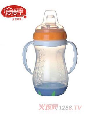 愛嬰寶嬰兒感溫帶柄PP學(xué)飲杯270ml