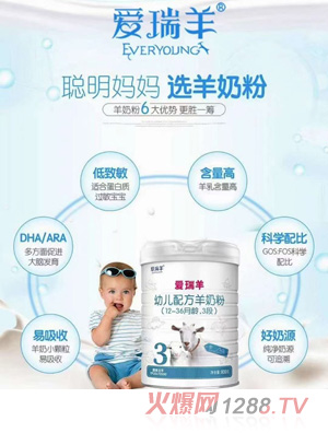 愛(ài)瑞羊youe配方羊奶粉（12-36月齡，3段）
