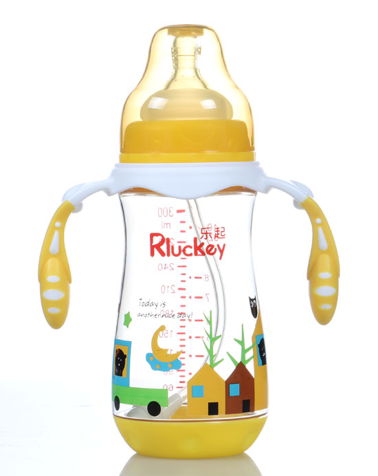 樂(lè)起300ml弧形有耳PPSU奶瓶黃色