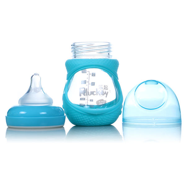 樂(lè)起Rluckey防摔玻璃奶瓶藍(lán)色