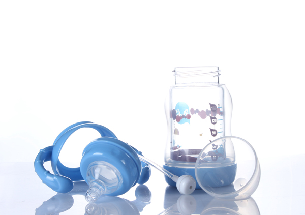 樂(lè)起雙層防爆晶鉆玻奶瓶藍(lán)色150ML