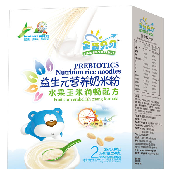 金頂貝貝水果玉米潤(rùn)暢配方益生元奶米粉盒裝
