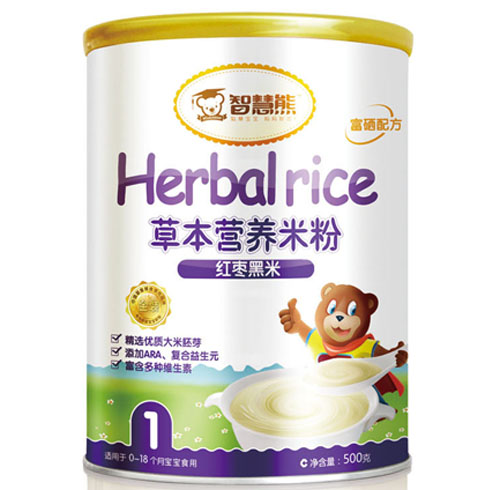 智慧熊紅棗黑米草本營養(yǎng)米粉1段聽裝