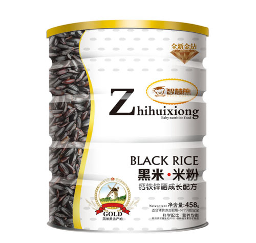 智慧熊鈣鐵鋅硒成長(zhǎng)配方黑米米粉聽裝